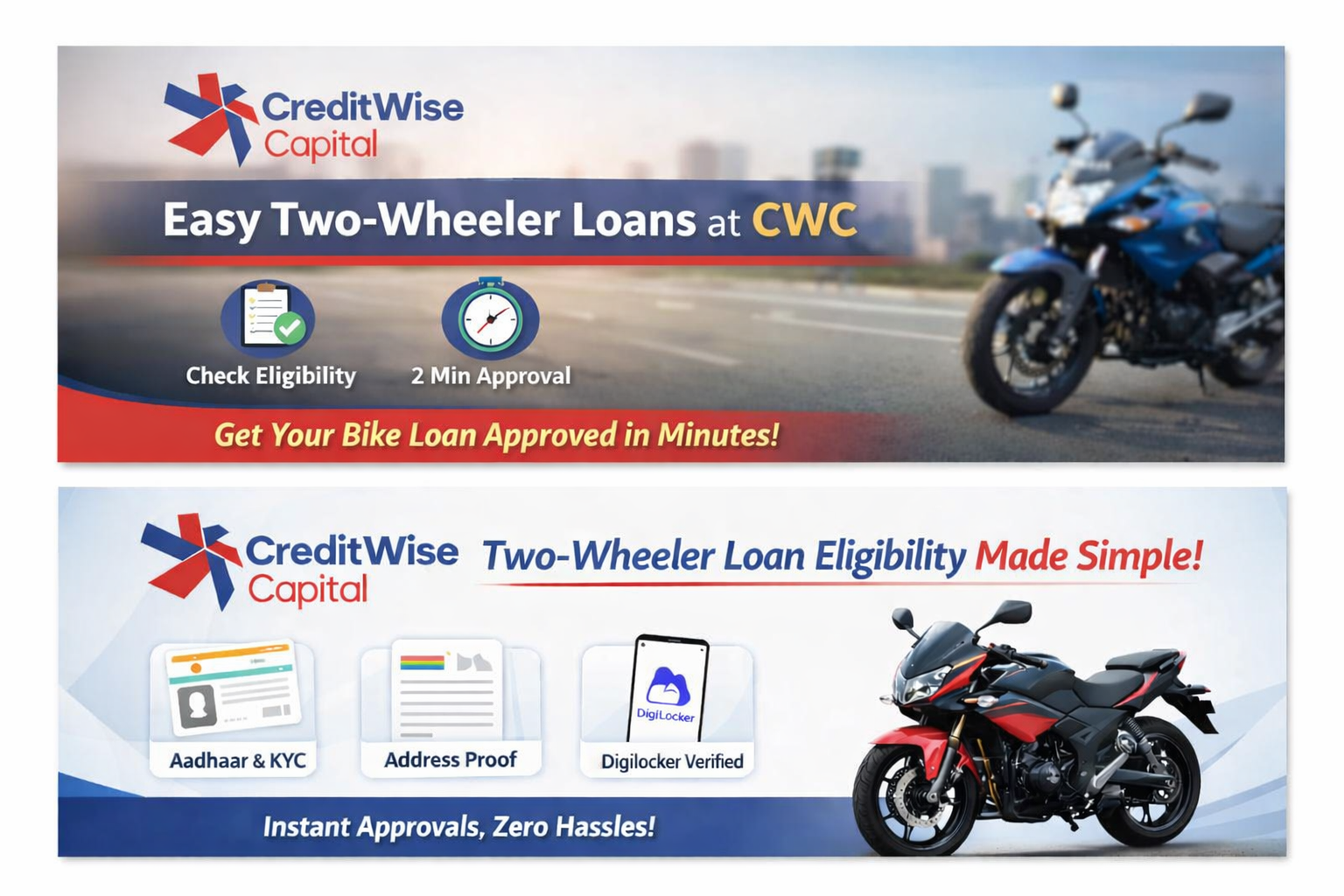 Two wheeler loan eligibility and instant approval process at Credit Wise Capital CWC